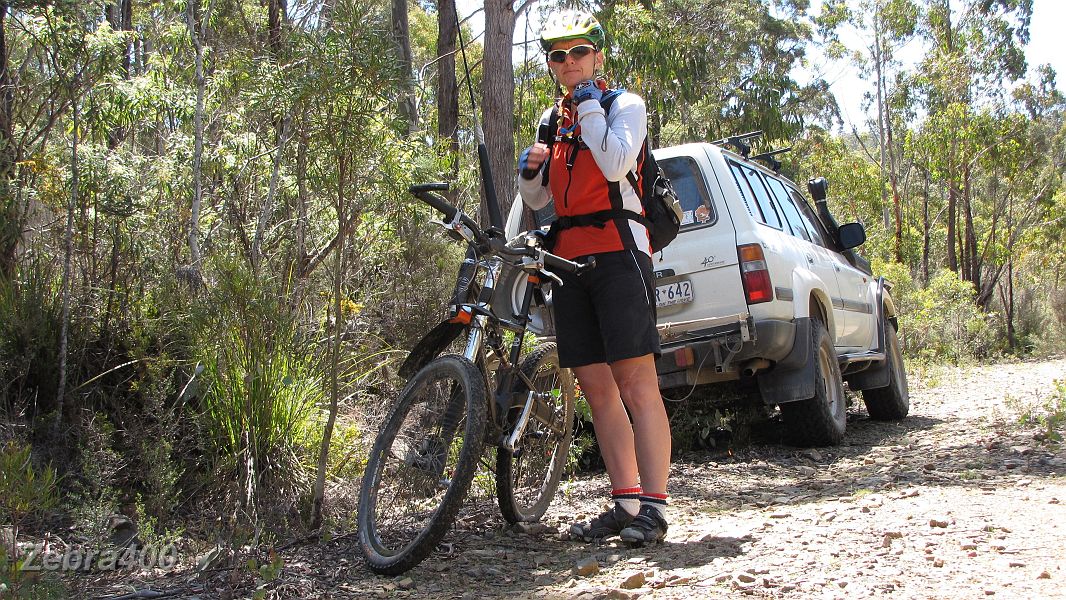 06-Heidi starts her MTB ride in the Douglas Apsley NP.JPG